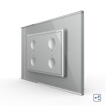 Intrerupator cvadruplu cap scara / cap cruce cu touch Livolo cu rama din sticla, standard Italian – Serie noua