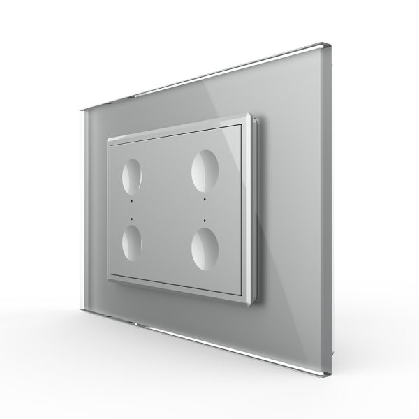Intrerupator cvadruplu cu touch Livolo cu rama din sticla, standard Italian – Serie noua