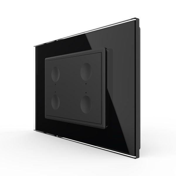 Intrerupator cvadruplu cu touch Livolo cu rama din sticla, standard Italian – Serie noua