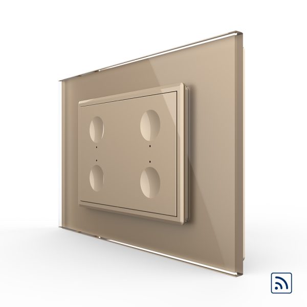 Intrerupator cvadruplu wireless cu touch Livolo cu rama din sticla, standard Italian – Serie noua