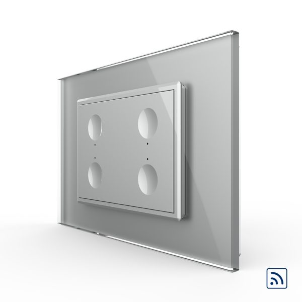 Intrerupator cvadruplu wireless cu touch Livolo cu rama din sticla, standard Italian – Serie noua