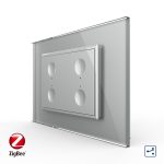 Intrerupator cvadruplu cap scara / cap cruce cu touch Livolo cu rama din sticla, standard Italian, protocol ZigBee – Serie noua