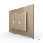 Intrerupator dublu cap scara / cap cruce wireless cu touch Livolo cu rama din sticla, standard Italian – Serie noua