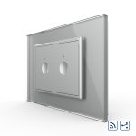 Intrerupator dublu cap scara / cap cruce wireless cu touch Livolo cu rama din sticla, standard Italian – Serie noua