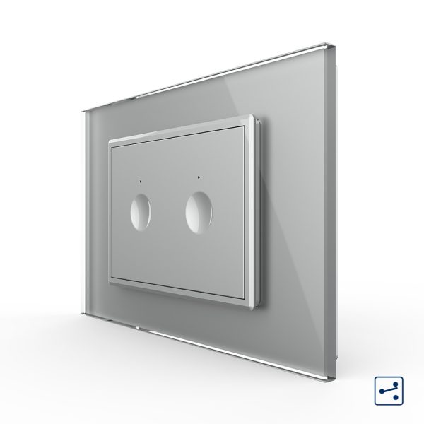 Intrerupator dublu cap scara / cap cruce cu touch Livolo cu rama din sticla, standard Italian – Serie noua