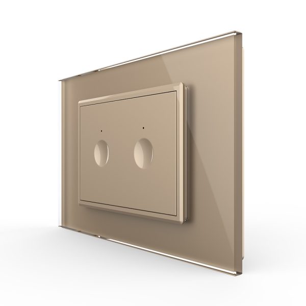 Intrerupator dublu cu touch Livolo cu rama din sticla, standard Italian – Serie noua