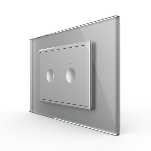 Intrerupator dublu cu touch Livolo cu rama din sticla, standard Italian – Serie noua