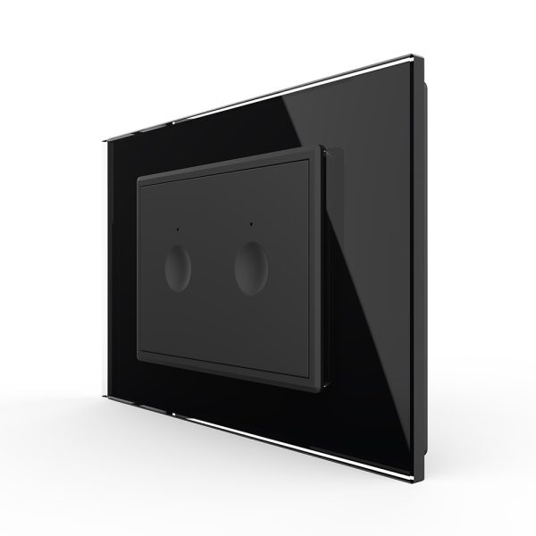 Intrerupator dublu cu touch Livolo cu rama din sticla, standard Italian – Serie noua