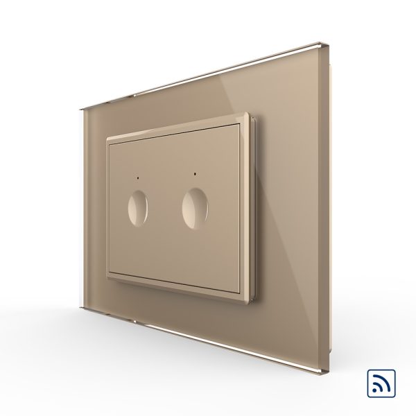 Intrerupator dublu wireless cu touch Livolo cu rama din sticla, standard Italian – Serie noua
