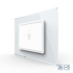 Intrerupator simplu cap scara / cap cruce wireless cu touch Livolo cu rama din sticla, standard Italian – Serie noua