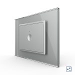 Intrerupator simplu cap scara / cap cruce cu touch Livolo cu rama din sticla, standard Italian – Serie noua