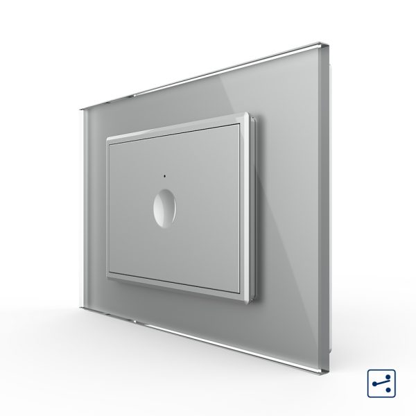 Intrerupator simplu cap scara / cap cruce cu touch Livolo cu rama din sticla, standard Italian – Serie noua