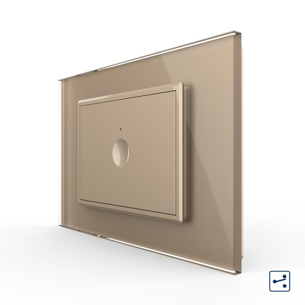 Intrerupator simplu cap scara / cap cruce cu touch Livolo cu rama din sticla, standard Italian – Serie noua