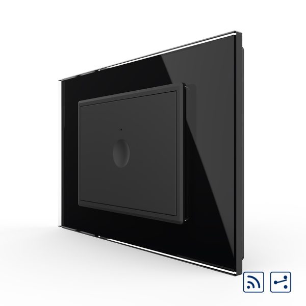 Intrerupator simplu cap scara / cap cruce wireless cu touch Livolo cu rama din sticla, standard Italian – Serie noua