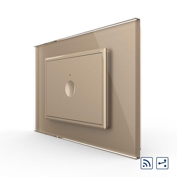 Intrerupator simplu cap scara / cap cruce wireless cu touch Livolo cu rama din sticla, standard Italian – Serie noua