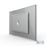 Intrerupator simplu cap scara / cap cruce wireless cu touch Livolo cu rama din sticla, standard Italian – Serie noua