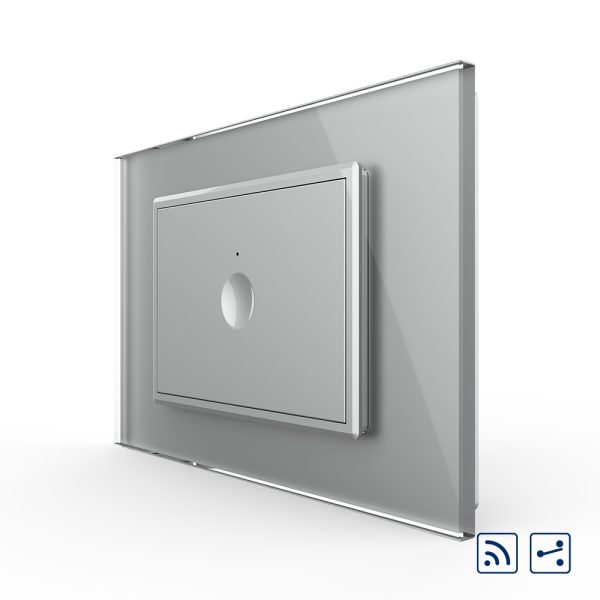 Intrerupator simplu cap scara / cap cruce wireless cu touch Livolo cu rama din sticla, standard Italian – Serie noua