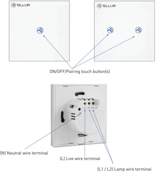 Intrerupator Simplu Wi-Fi cu Touch din Sticla Tellur, SS1N, 1 Port