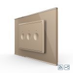 Intrerupator triplu cap scara / cap cruce wireless cu touch Livolo cu rama din sticla, standard Italian – Serie noua