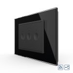Intrerupator triplu cap scara / cap cruce wireless cu touch Livolo cu rama din sticla, standard Italian – Serie noua