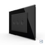 Intrerupator triplu cap scara / cap cruce cu touch Livolo cu rama din sticla, standard Italian – Serie noua