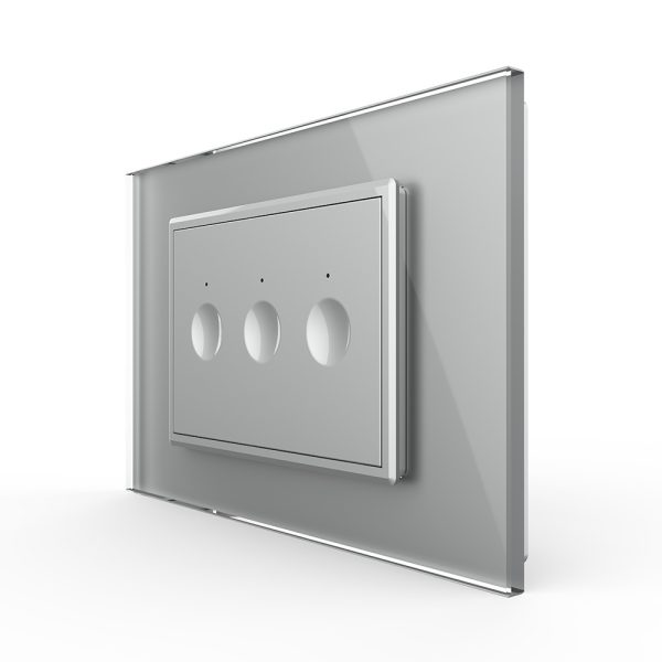 Intrerupator triplu cu touch Livolo cu rama din sticla, standard Italian – Serie noua