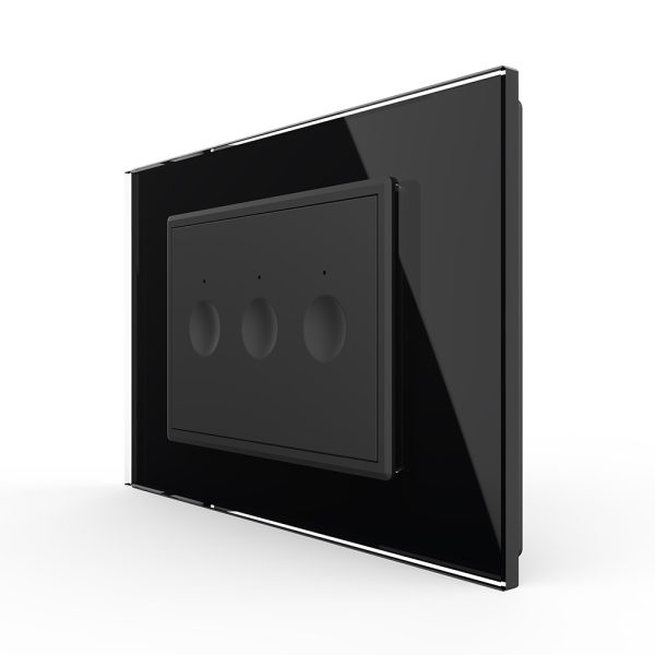 Intrerupator triplu cu touch Livolo cu rama din sticla, standard Italian – Serie noua