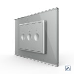 Intrerupator triplu wireless cu touch Livolo cu rama din sticla, standard Italian – Serie noua
