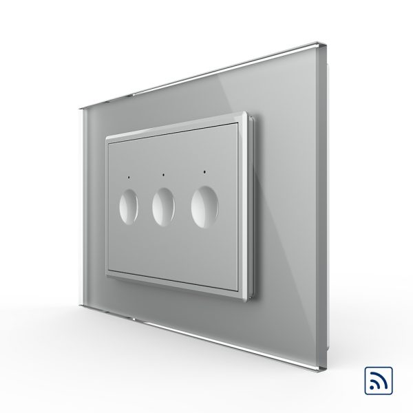 Intrerupator triplu wireless cu touch Livolo cu rama din sticla, standard Italian – Serie noua
