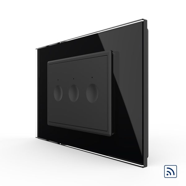 Intrerupator triplu wireless cu touch Livolo cu rama din sticla, standard Italian – Serie noua