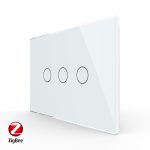 Intrerupator triplu cu touch Livolo din sticla, standard Italian, protocol ZigBee – Serie noua