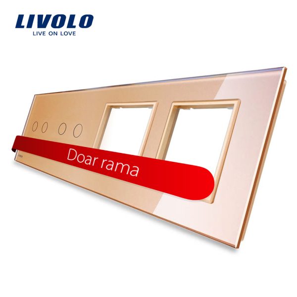 Panou 2 intrerupatoare duble cu touch si 2 prize LIVOLO din sticla