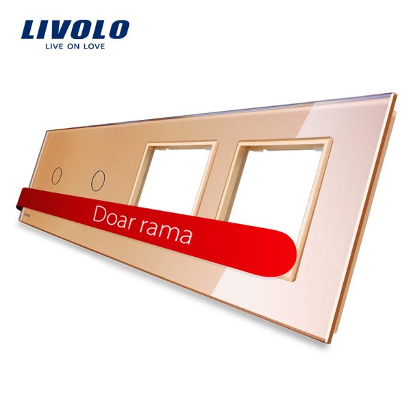 Panou 2 intrerupatoare simple cu touch si 2 prize LIVOLO din sticla