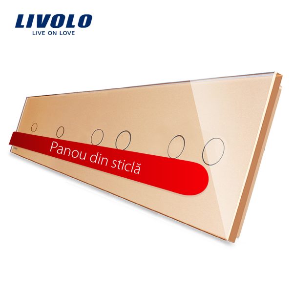 Panou intrerupator simplu+simplu+dublu+dublu cu touch LIVOLO din sticla
