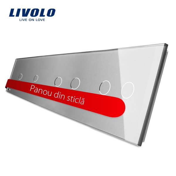 Panou intrerupator simplu+simplu+dublu+dublu cu touch LIVOLO din sticla