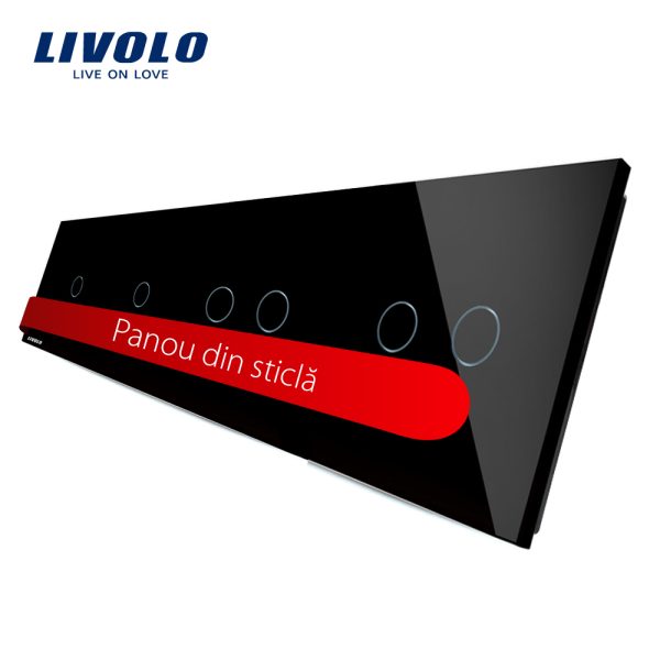 Panou intrerupator simplu+simplu+dublu+dublu cu touch LIVOLO din sticla