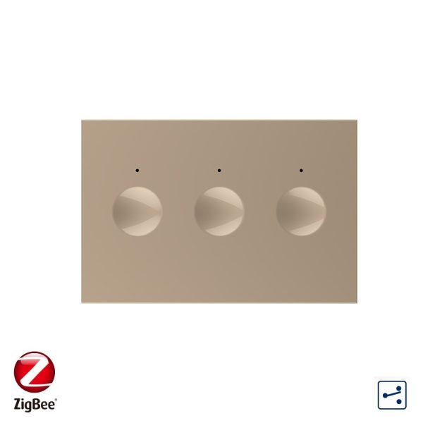 Modul intrerupator triplu cap scara / cap cruce cu touch Livolo, protocol ZigBee, standard Italian, Serie noua