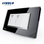 Priza dubla Telefon Livolo cu rama din sticla – standard italian