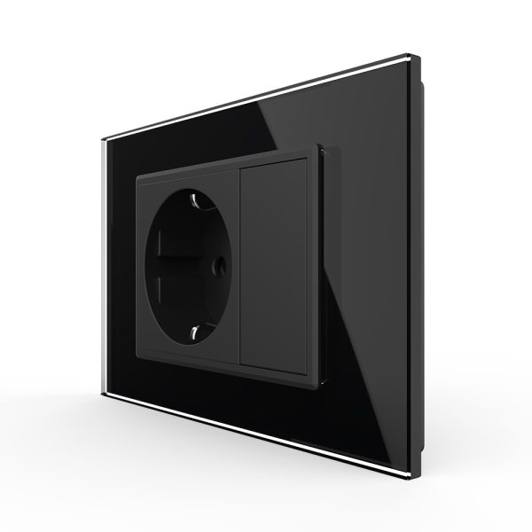 Priza simpla cu blank Livolo cu rama din sticla 3M, standard Italian, Serie noua