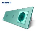 Intrerupator LIVOLO simplu+simplu cu touch si priza din sticla