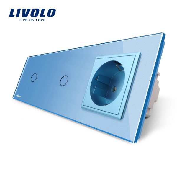 Intrerupator LIVOLO simplu+simplu cu touch si priza din sticla