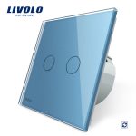 Intrerupator dublu cu revenire (reset) Livolo cu touch din sticla