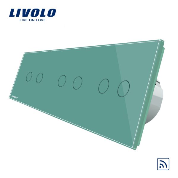 Intrerupator dublu+dublu+dublu cu touch Wireless Livolo din sticla