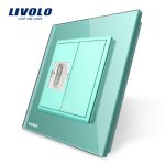 Priza simpla HDMI Livolo cu rama din sticla