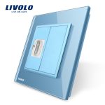Priza simpla HDMI Livolo cu rama din sticla