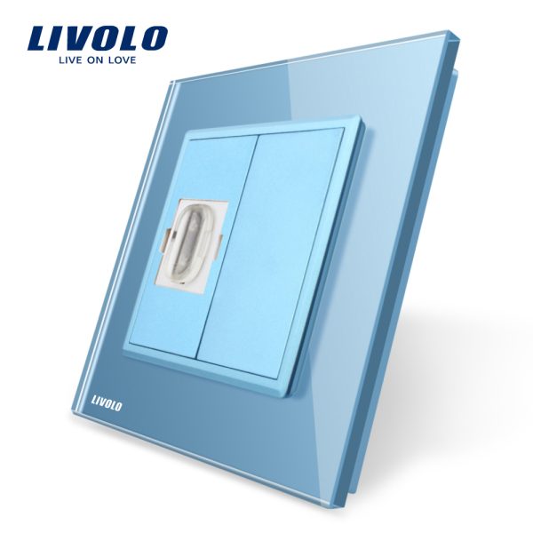 Priza simpla HDMI Livolo cu rama din sticla