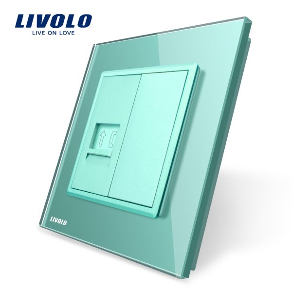 Priza simpla Telefon Livolo cu rama din sticla