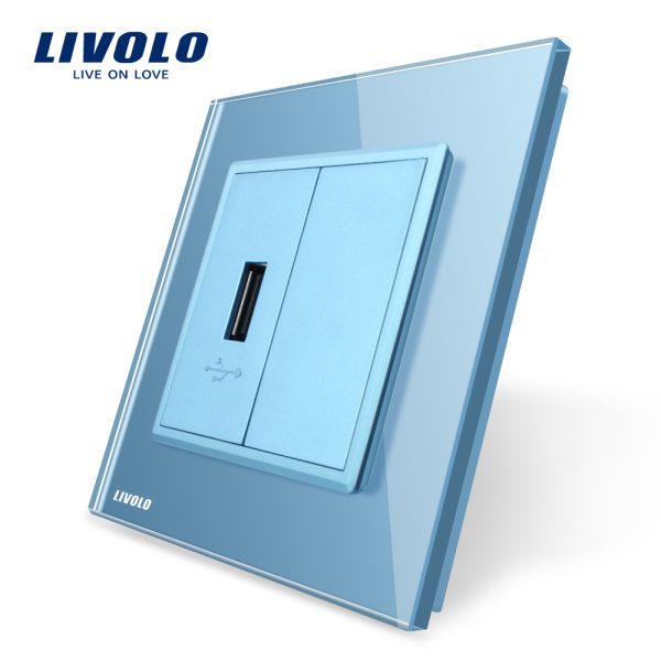 Priza USB Livolo cu rama din sticla
