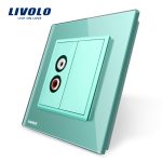 Priza simpla audio Livolo cu rama din sticla