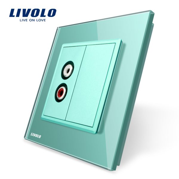 Priza simpla audio Livolo cu rama din sticla